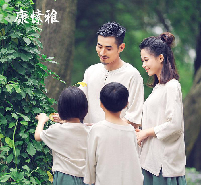康愫雅工厂直销棉麻瑜伽服套装男女亲子互动童装大码瑜伽茶人服K1629图1