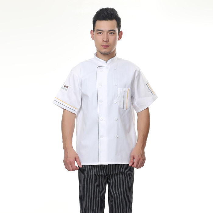厨师工作服短袖 酒店餐厅工作服 后厨工作服 厨师长工作服 白色图1