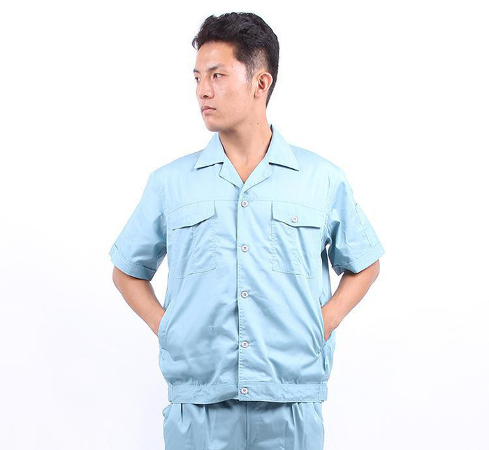 工作服订做 短袖套装 浅色工装定做 劳保工作服 直销 工作服