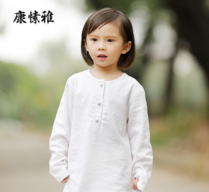 KSUA/康愫雅亲子太极服练功服童装宽松白色棉麻瑜伽服套装男女K1626图1