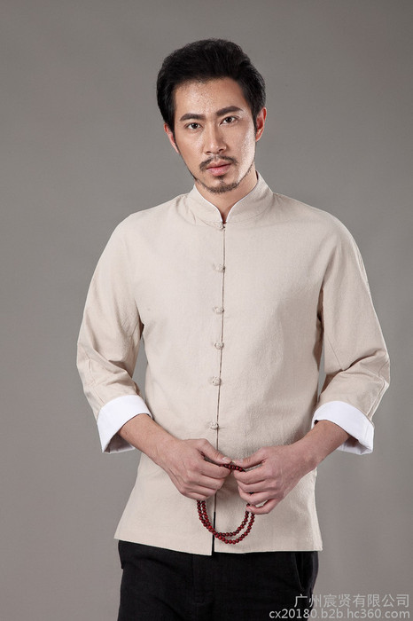 原创秋季棉麻粗布唐装男外套汉服休闲禅服上衣中式改良居士服男装#118 中国风唐装图1