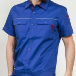 供应夏季工作服套装 短袖涤棉劳保工作服 维修工作服惠州工作服图1