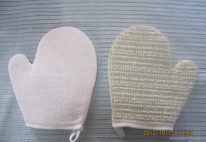 沐浴用品**批发棉麻搓澡手套 超细纤维洗澡布 丝瓜络图1