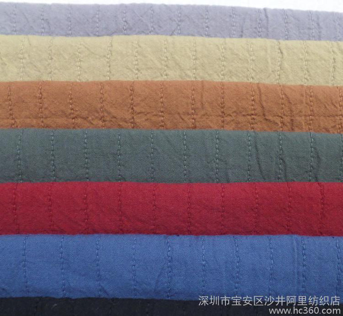 新品 秋冬面料 纯素色布料 双层棉麻提花条纹面料 洗水男女童图1