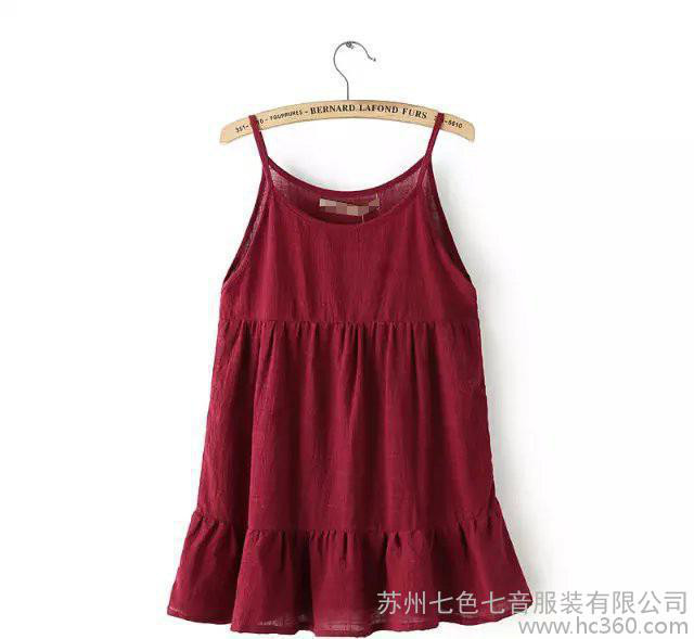 ASDS 2015夏季欧美新款  超美时尚显瘦棉麻四色吊带衫图1