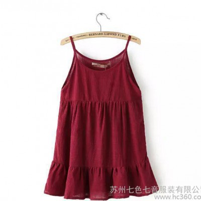 ASDS 2015夏季欧美新款  超美时尚显瘦棉麻四色吊带衫