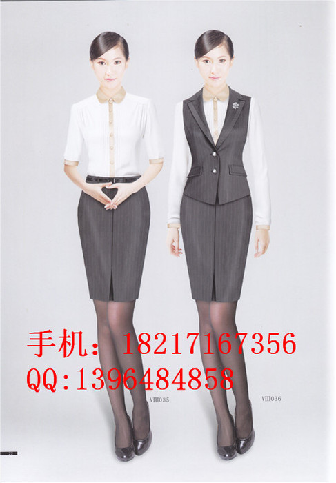 女士收银员工作服 女士西装套装 银行工作服 前台工作服图1