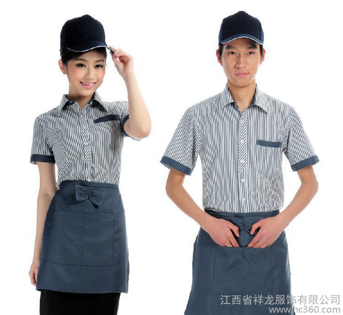 酒店工作服短袖 快餐店西餐厅饭店餐饮咖啡厅服务员工作服图1