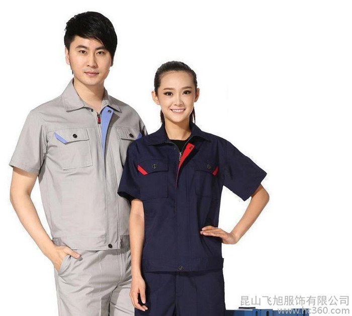 现货短袖工作服 夏天透气吸汗衬衫工作服 好质量短袖劳保服装图1