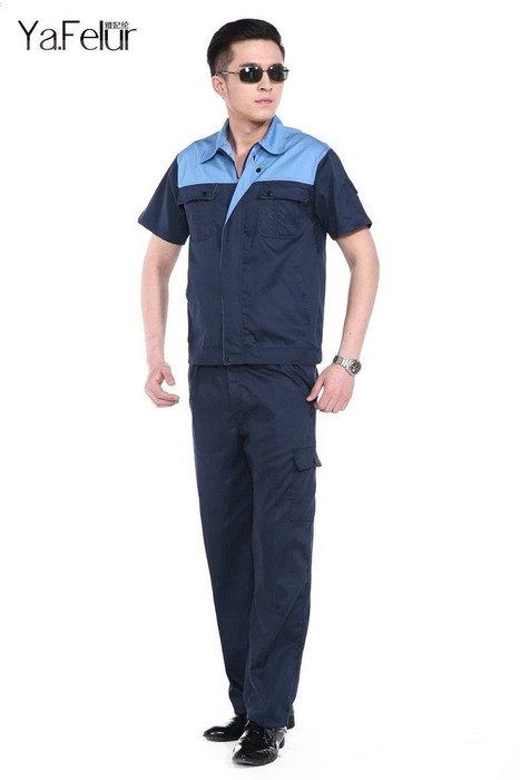 广州夏季短袖工作服男纯棉工程服短袖车间服汽修服保洁服订做图1