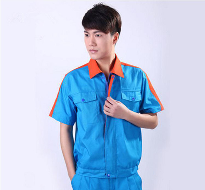 中山劳保服订做夏季短袖劳保工作服套装男女款可定制印绣logo