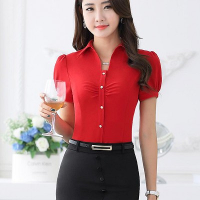 2016夏短袖韩版修身工作服大码职业衬衫女短袖纯色正装