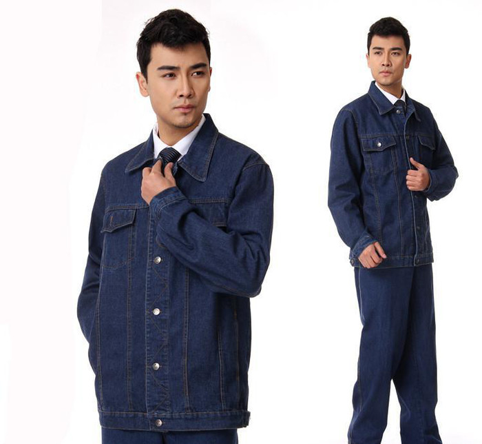 昌圣018 09牛仔劳保工作服套装长袖电焊汽修工装套装直销图1