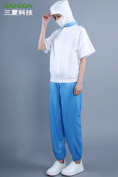 日本食品工作服短袖套装白色夏季工厂车间卫生服食品厂服食品服装