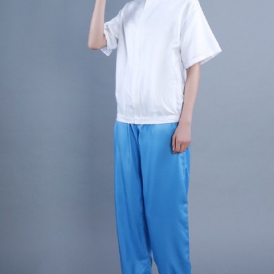 日本食品工作服短袖套装白色夏季工厂车间卫生服食品厂服食品服装
