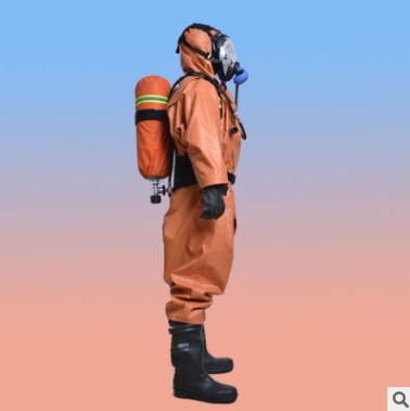 消防半封闭轻型防化服防水耐酸碱工作服连体式防毒服防尘防护服