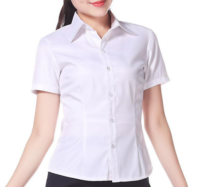 春夏新款OL通勤修身纯色职业装短衬衣 白领工作服职业女衬衫上图1