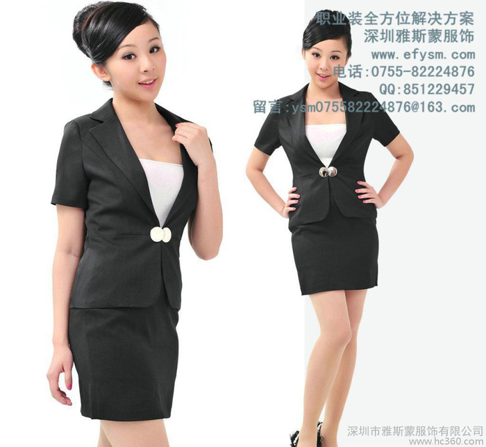 简约夏季女式白领职业装短袖西装 精工定做 雅斯蒙新款工作服图1