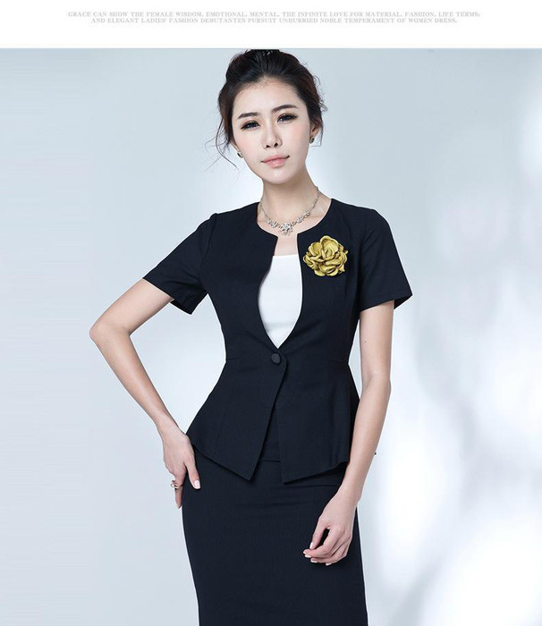 2015夏装新款OL气质时尚职业装女装套装 条纹女士工作服图1