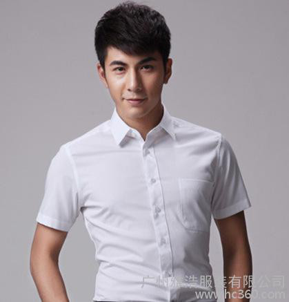 直销新款男士纯色商务短袖衬衣 职业白领装工作服衬衫图1