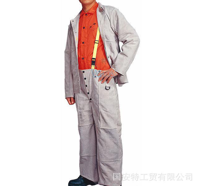 威特仕44-9100灰色牛二层皮吊带工作裤，深圳工作服，电焊
