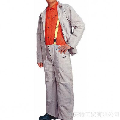 威特仕44-9100灰色牛二层皮吊带工作裤，深圳工作服，电焊