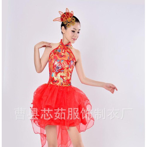 2015新款中国风民族演出服打鼓服女水鼓排舞开场舞台装现代舞图1
