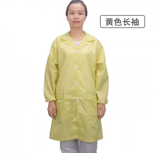 静电衣车间工作服防尘防护服条纹防静电纽扣大褂现货供应图3