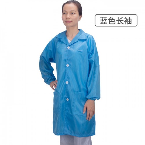 静电衣车间工作服防尘防护服条纹防静电纽扣大褂现货供应图4
