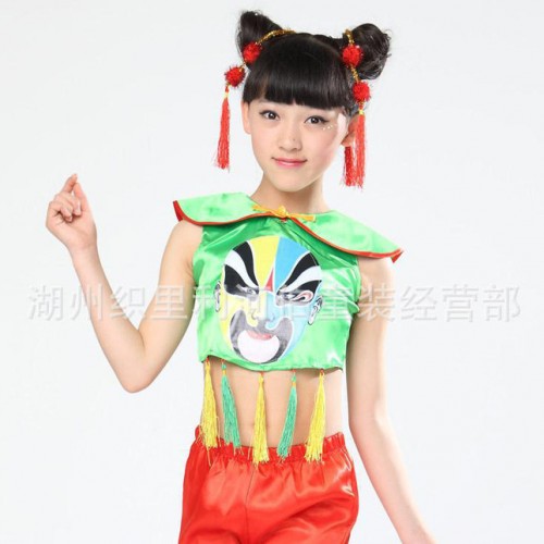 儿童节舞台演出服京剧脸谱表演服幼儿戏服少儿民族戏曲舞蹈服套装图2
