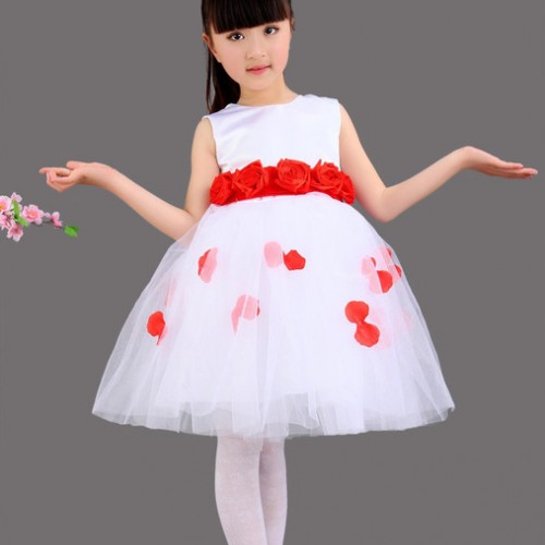 新款儿童舞台舞蹈裙女童表演裙演出服礼服蓬蓬公主连衣纱裙合唱服图3