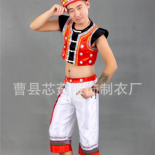 新款 少数民族演出服装苗族表演服壮族舞蹈演出服男款土家族舞台图2