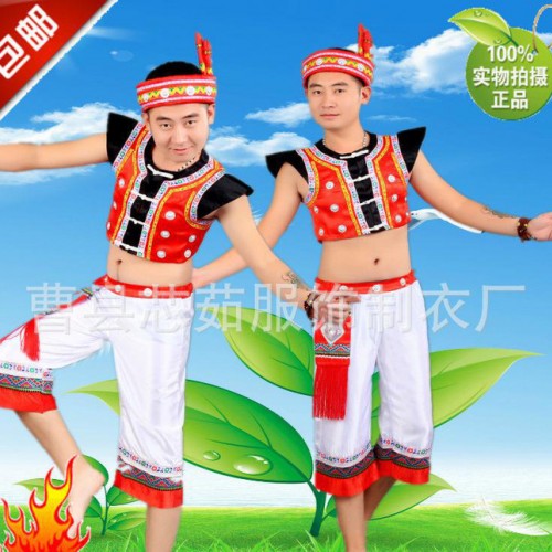 新款 少数民族演出服装苗族表演服壮族舞蹈演出服男款土家族舞台图1