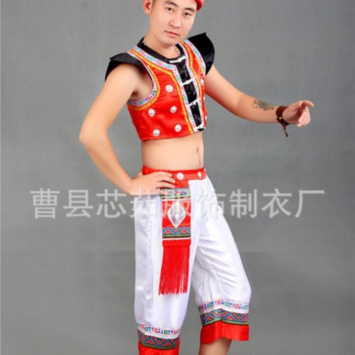 新款 少数民族演出服装苗族表演服壮族舞蹈演出服男款土家族舞台图3