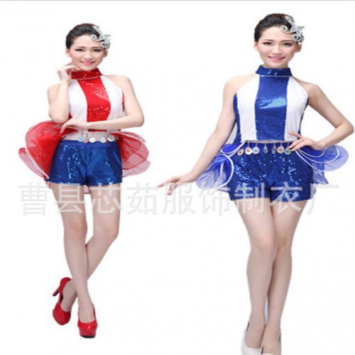 小苹果演出服女拉拉队啦啦操表演现代舞蹈服装舞台时尚亮片爵士舞图2