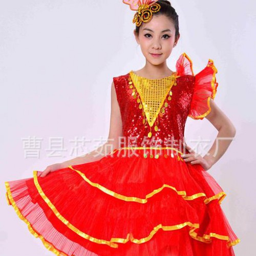 演出服2015新款亮片现代舞蹈女装开场舞广场舞台装伴舞服装团图2