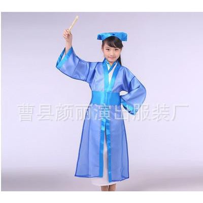 儿童汉服COS古装舞台演出服男女式摄影服装古代书生才子服学生