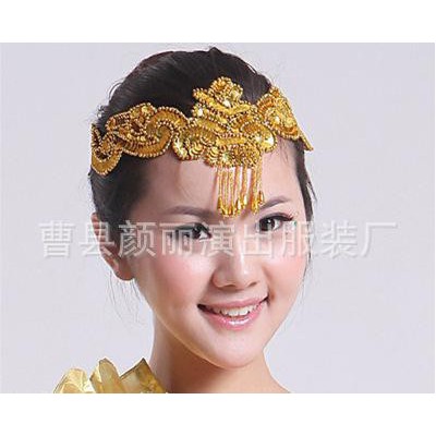 万圣节广场舞蹈服装饰品 扇子舞秧歌舞服 民族舞台演出服头饰头