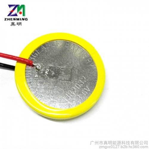 真明zm二次锂纽扣电池3.6V35mAh充电纽扣电池LIR2032锂离子纽扣电池可加焊脚或出引线图3