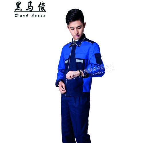 供应黑马俊7718涤棉纱卡汽修服 长袖工作服图4