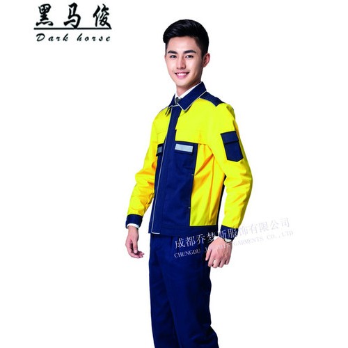 供应黑马俊7718涤棉纱卡汽修服 长袖工作服图2