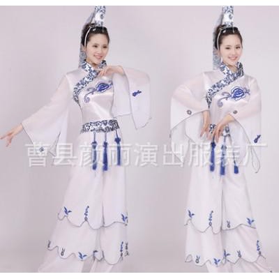 古典舞台表演服装 成人青花瓷演出服 女伴舞民族舞表演服装