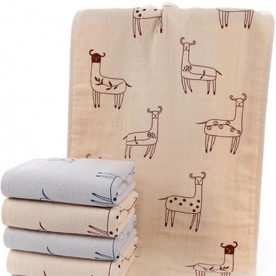 羊驼双层纯棉纱布毛巾 创意超市吸水毛巾高阳纯棉纱布