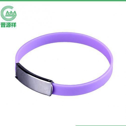 白底黑面纽扣手环 纽扣式环心大小可调整手腕带 丝印硅胶手链图2