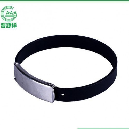白底黑面纽扣手环 纽扣式环心大小可调整手腕带 丝印硅胶手链图3