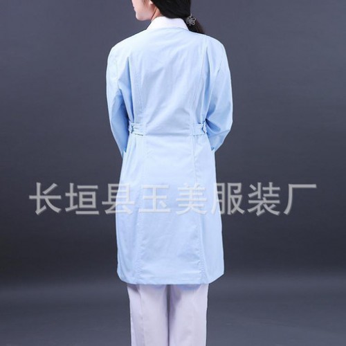 医师服夏装短袖白大褂西服领长袖加厚蓝粉色护士服纽扣袖