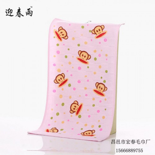 迎春雨 纯棉纱布毛巾 印花纱布婴幼儿童毛巾 可爱动物印花柔软吸水童巾图4