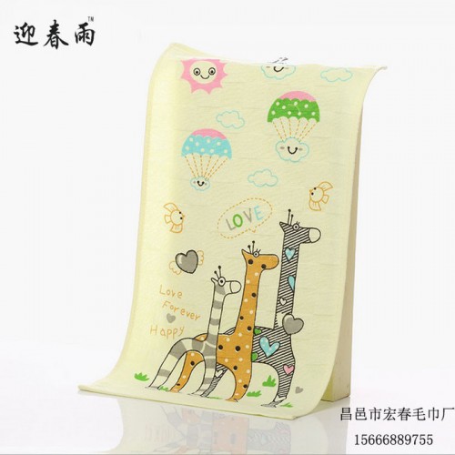 迎春雨 纯棉纱布毛巾 印花纱布婴幼儿童毛巾 可爱动物印花柔软吸水童巾图2