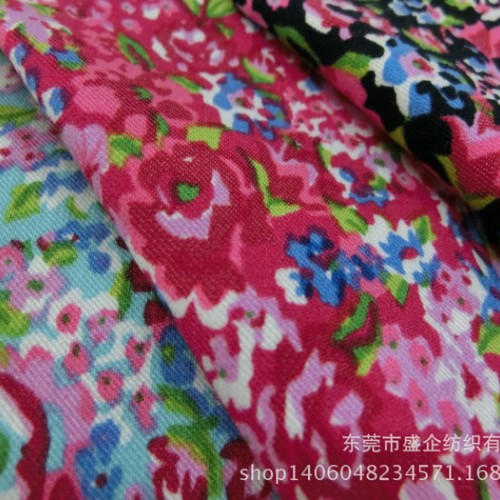 SQ111#现货全棉纱卡小碎花印花全棉细斜纹弹力纱卡服装面料图2