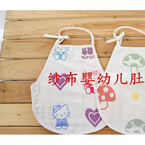 纯棉纱布肚兜宝宝围嘴婴幼儿护脐肚围纯棉纱布蘑菇圆肚兜直销图2